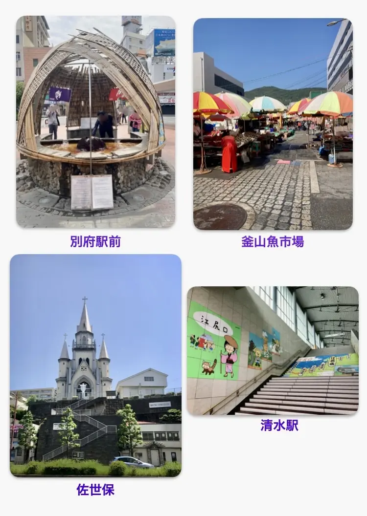 温泉の別府、釜山、佐世保そして清水に寄港しました。