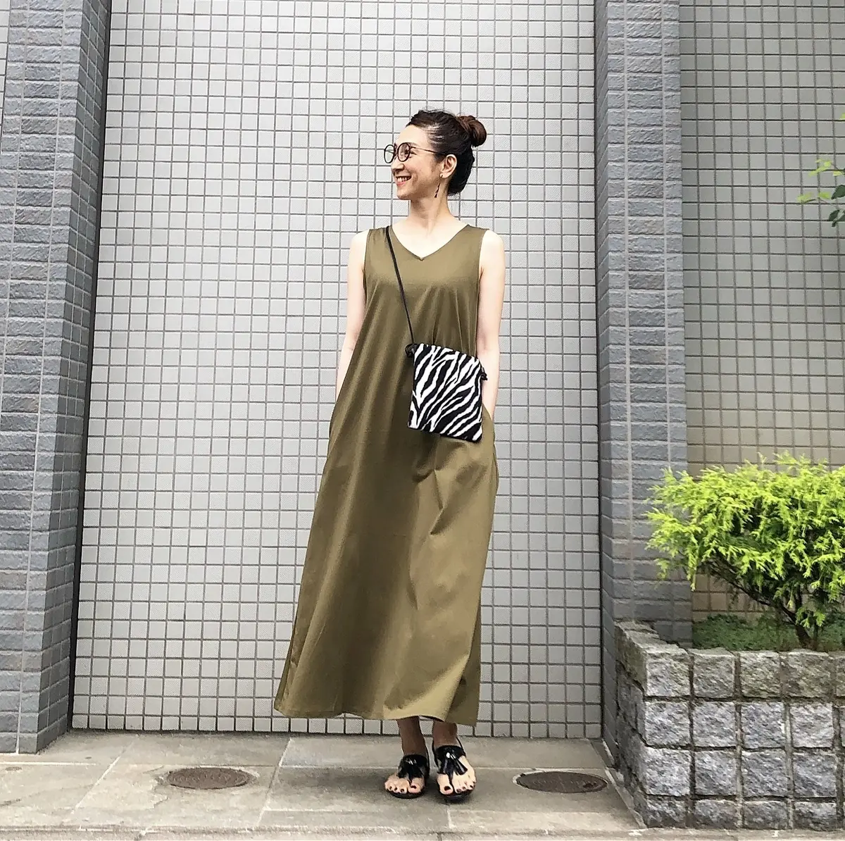 ユニクロのマーセライズコットン Aライン ロングワンピース