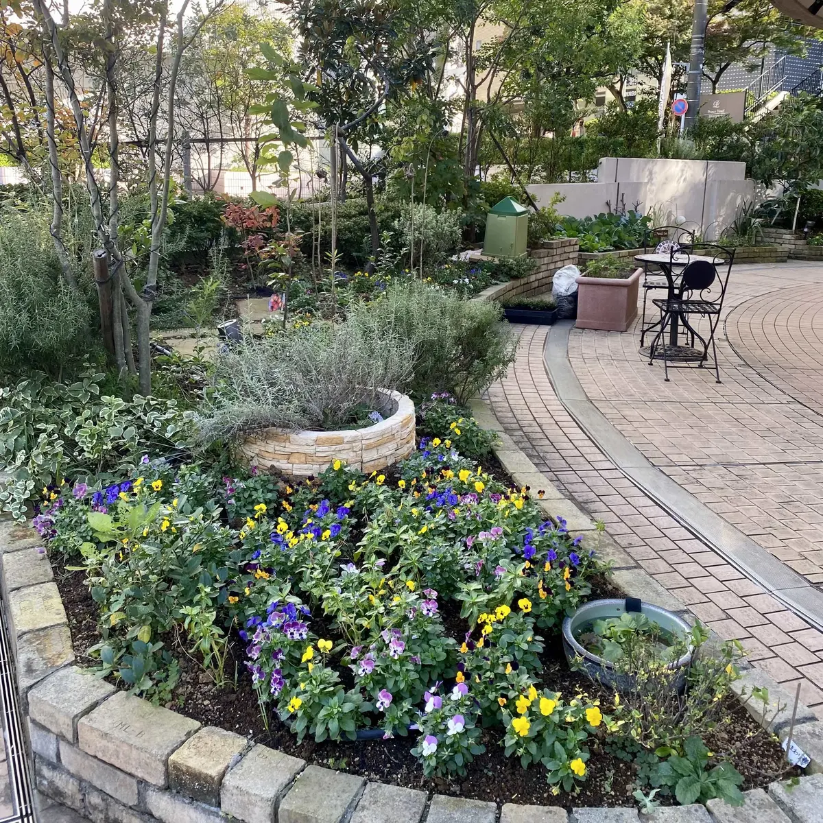 ガラス張りで外のお花を見ながらお食事出来ます