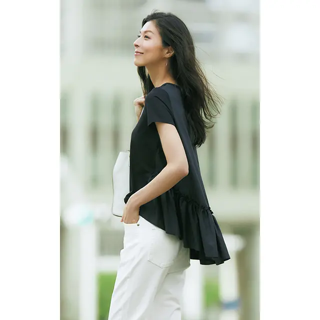 華デザイントップス　黒2　YOKO CHAN