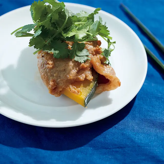 かぼちゃの豚肉巻き蒸し