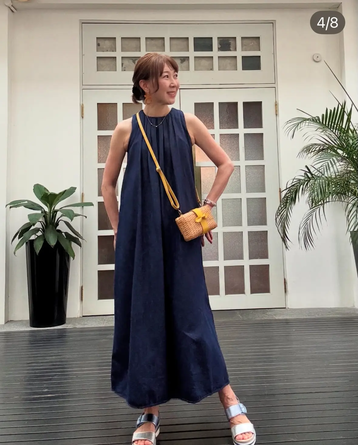 デニムワンピース　カゴポシェット