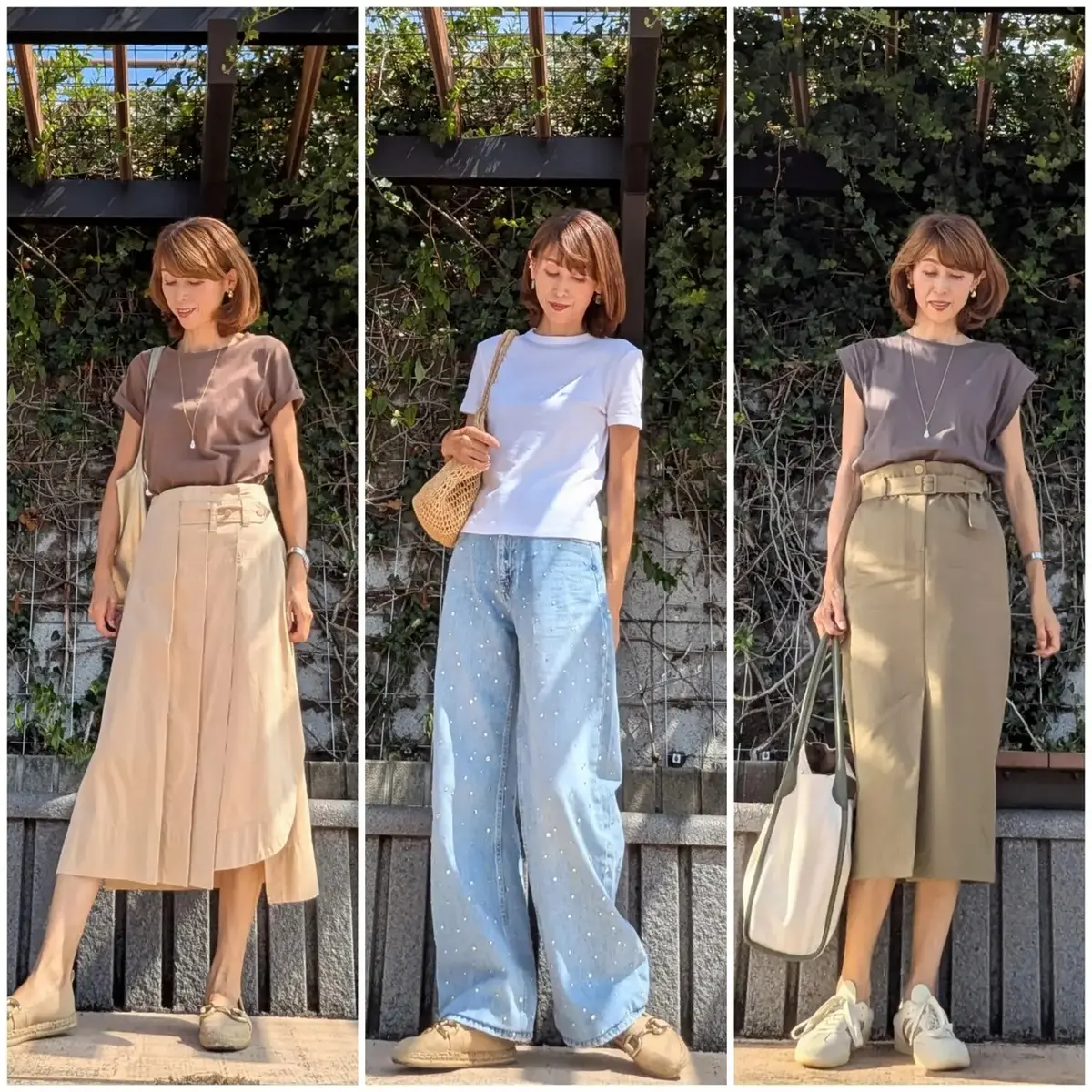 猛暑を乗り切る。おしゃれTシャツコーデ‼