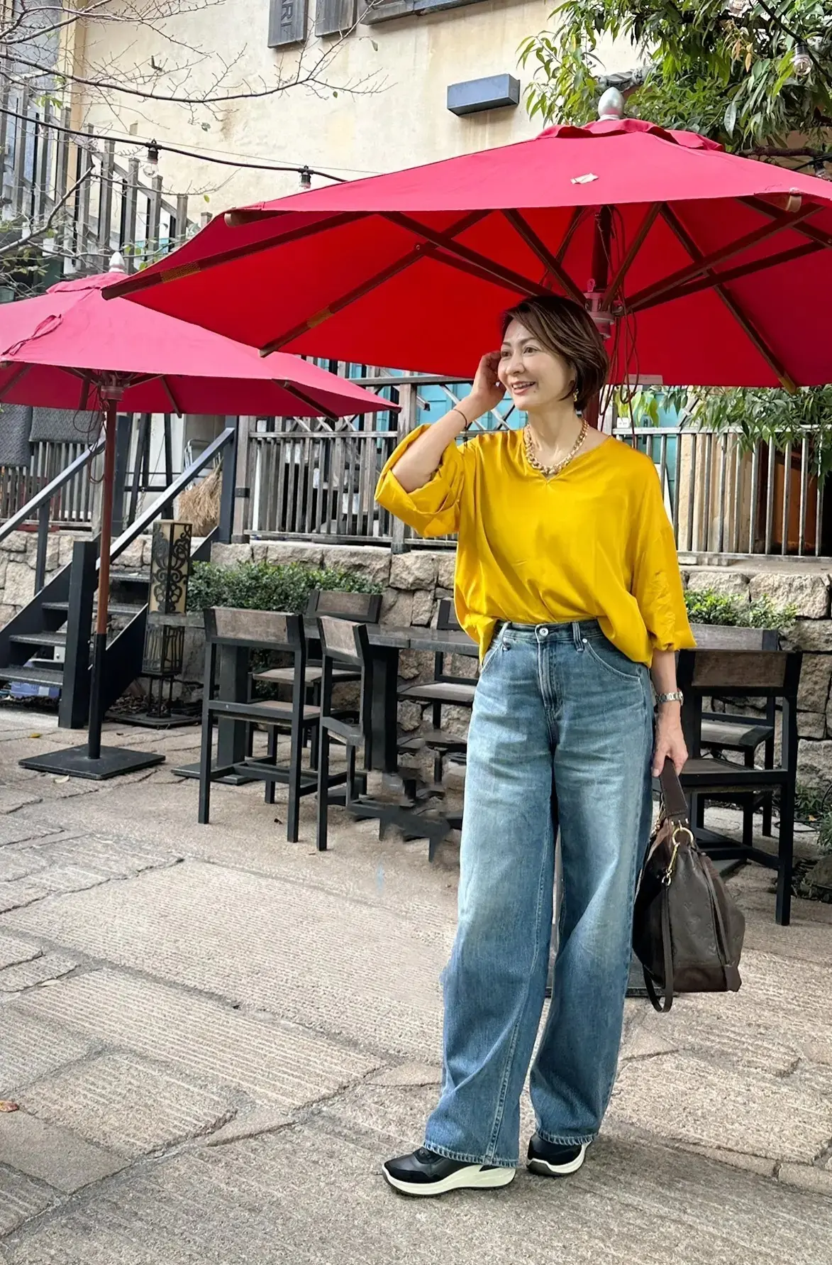 ユニクロ デニムパンツ愛用　エクラ華組 岡部みわこさん