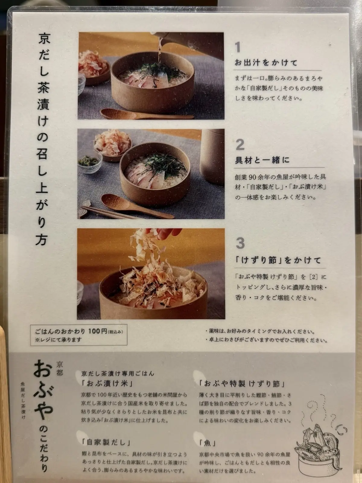 京都駅　出汁茶漬けおぶや　出汁茶漬けの食べ方