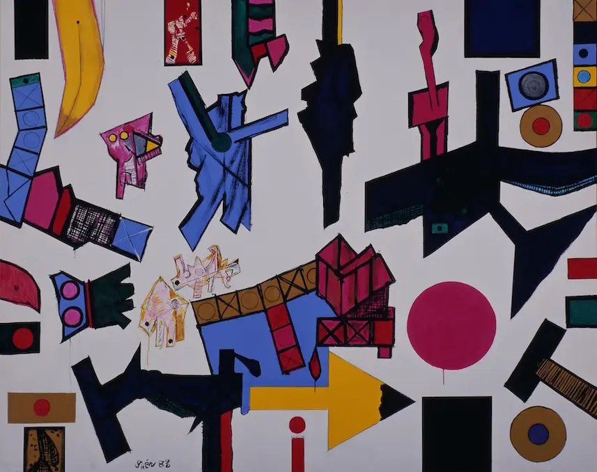 春期（〜７月19日）に展示されている猪熊弦一郎作品《No.1 星からの手紙（ラブ）》（1983年／丸亀市猪熊弦一郎現代美術館蔵）©公益財団法人ミモカ美術振興財団