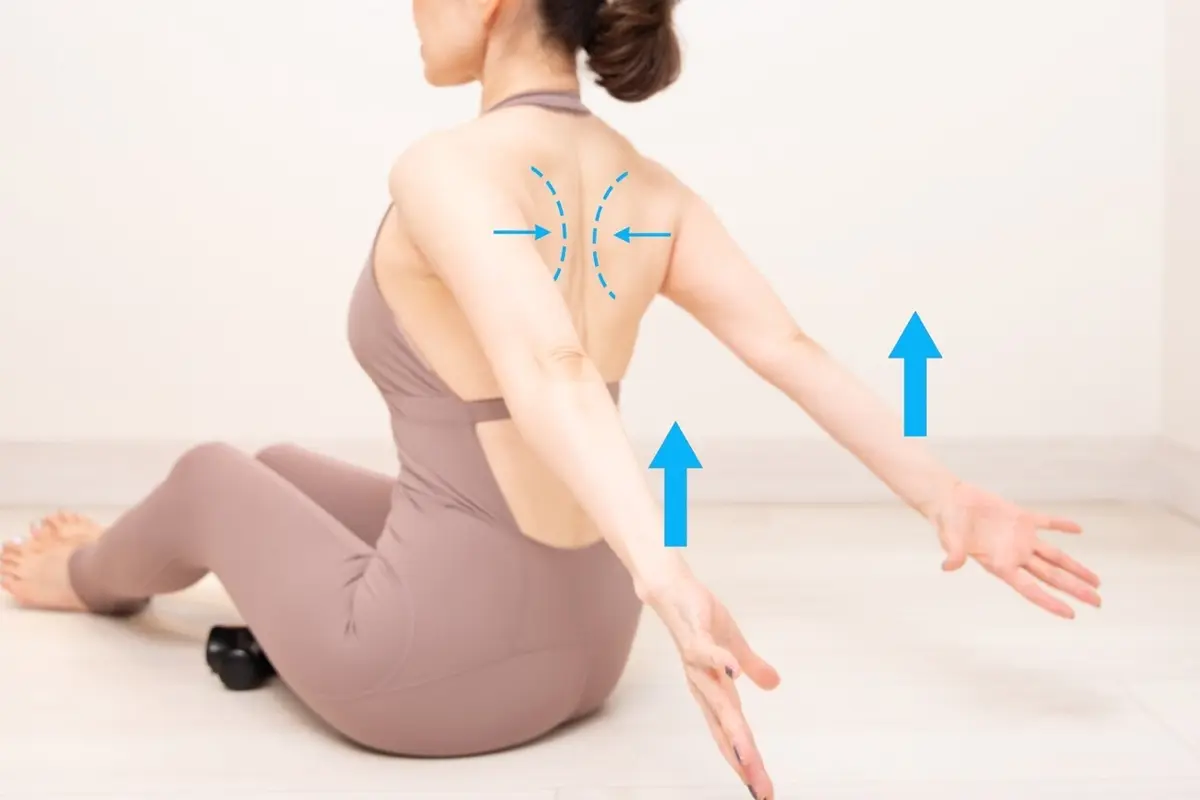 OurAge×Webエクラ　また二の腕は背中の筋肉につながっています。  背中を鍛えてあげることも、二の腕のたるみを解消します。     