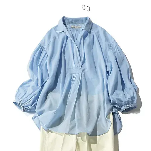 ne Quittez pas×eclat コットンボイルギャザーブラウス ￥15,400