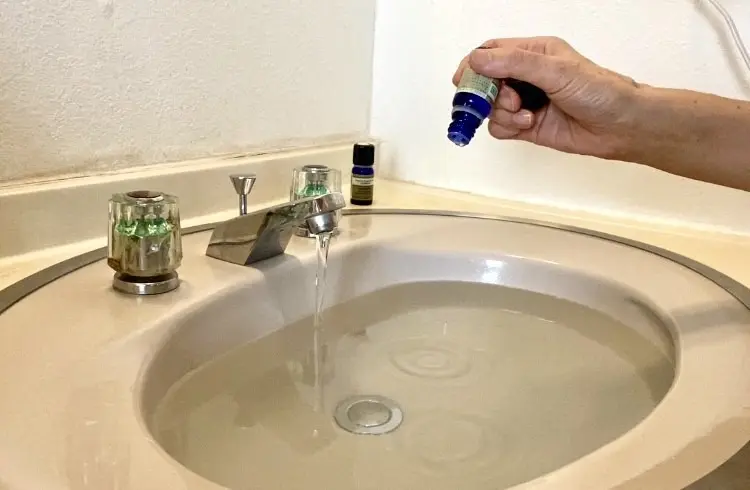 OurAge×Webエクラ　朝、洗面所の洗面ボールに栓をして、ぬるま湯を注ぎ、精油を1滴垂らす