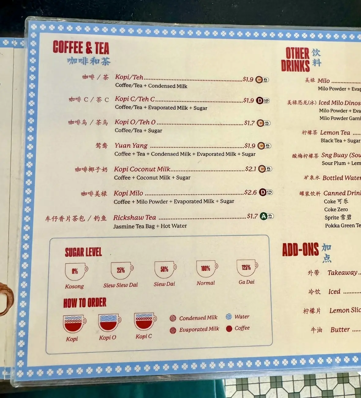 カフェメニュー