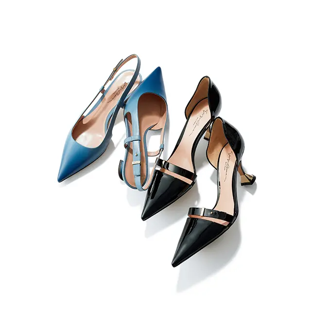 エレガントかつ シャープな足もとを 演出する、銀座タワー 限定の華パンプス