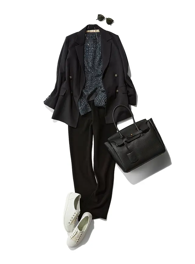 【Style 02】ラメ入りでぱっと華やか。ジャケットと合わせてこなれ感いっぱいに