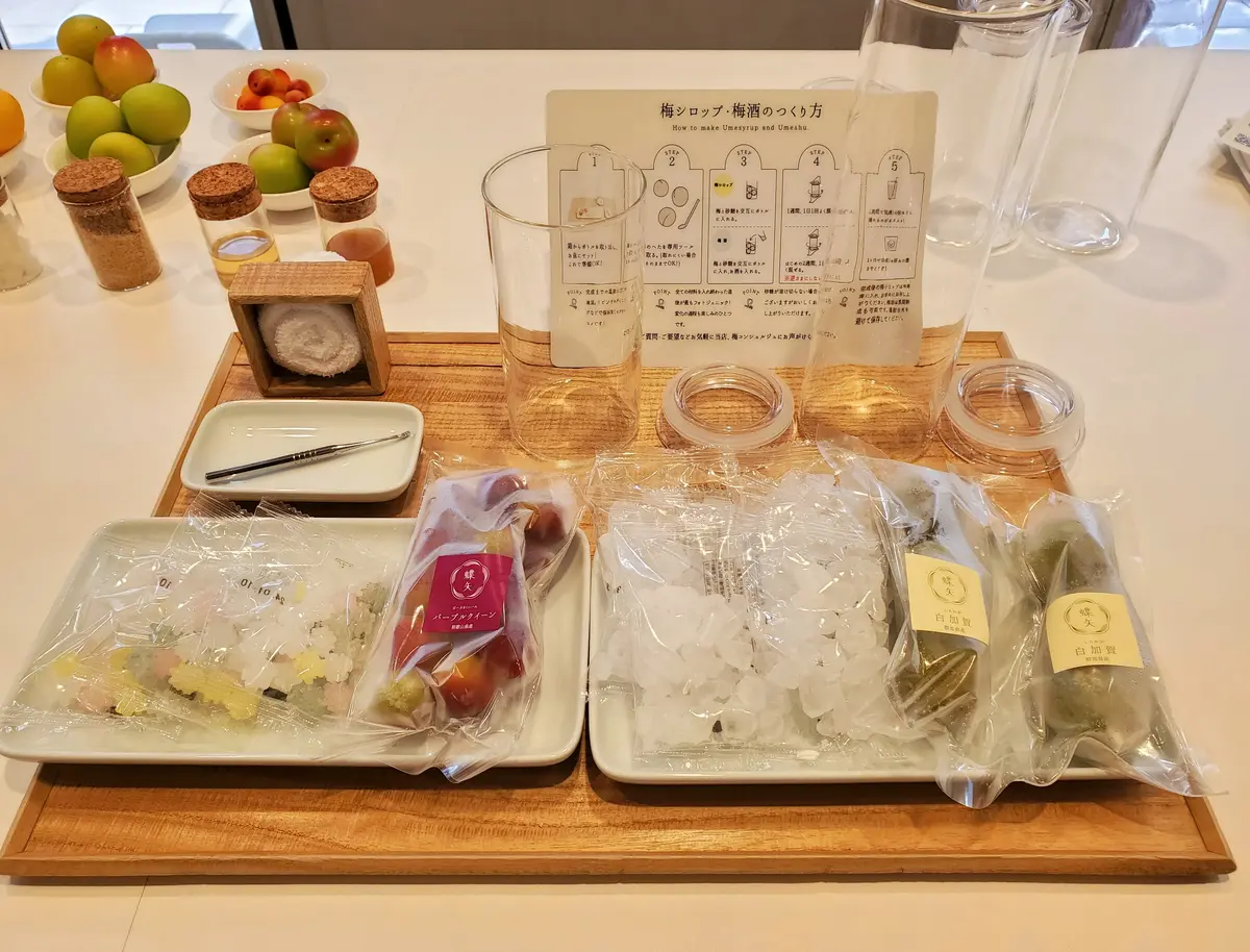 私が選んだ梅酒と梅シロップの材料です。