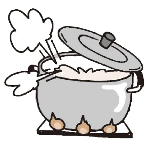 キッチンで調理中