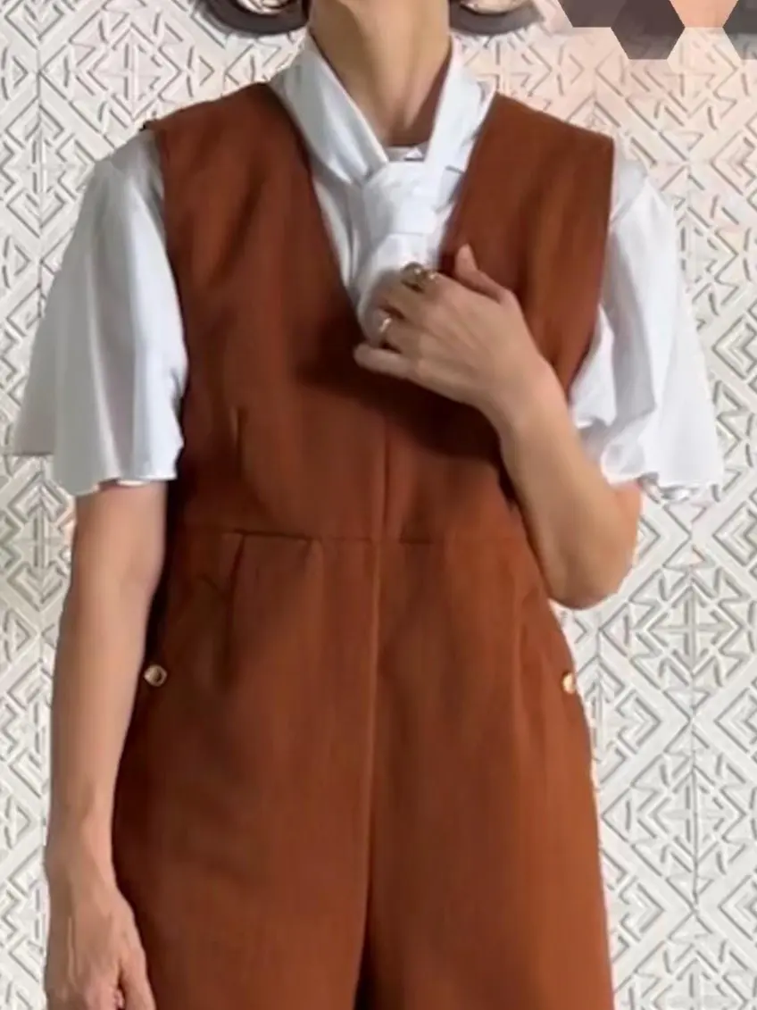 オールインワン　ボウタイブラウス