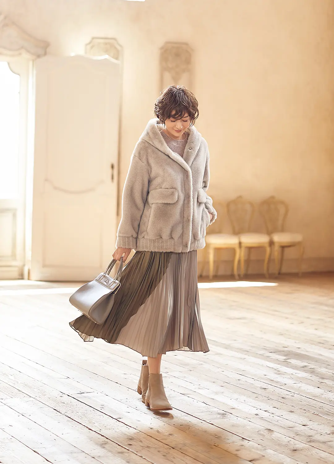 エコファーのブルゾンでまとう柔らかな洗練