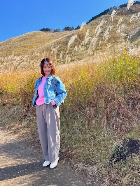 GU　ブラッシュド　ワイドテーパードパンツ　ピンクニット　ヤヌーク　デニムジャケット　A　VACATION