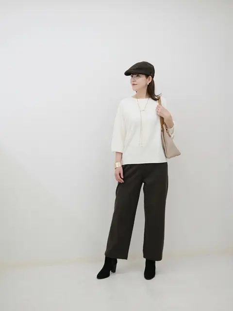 ユニクロコーデにハンチング帽をコーディネート