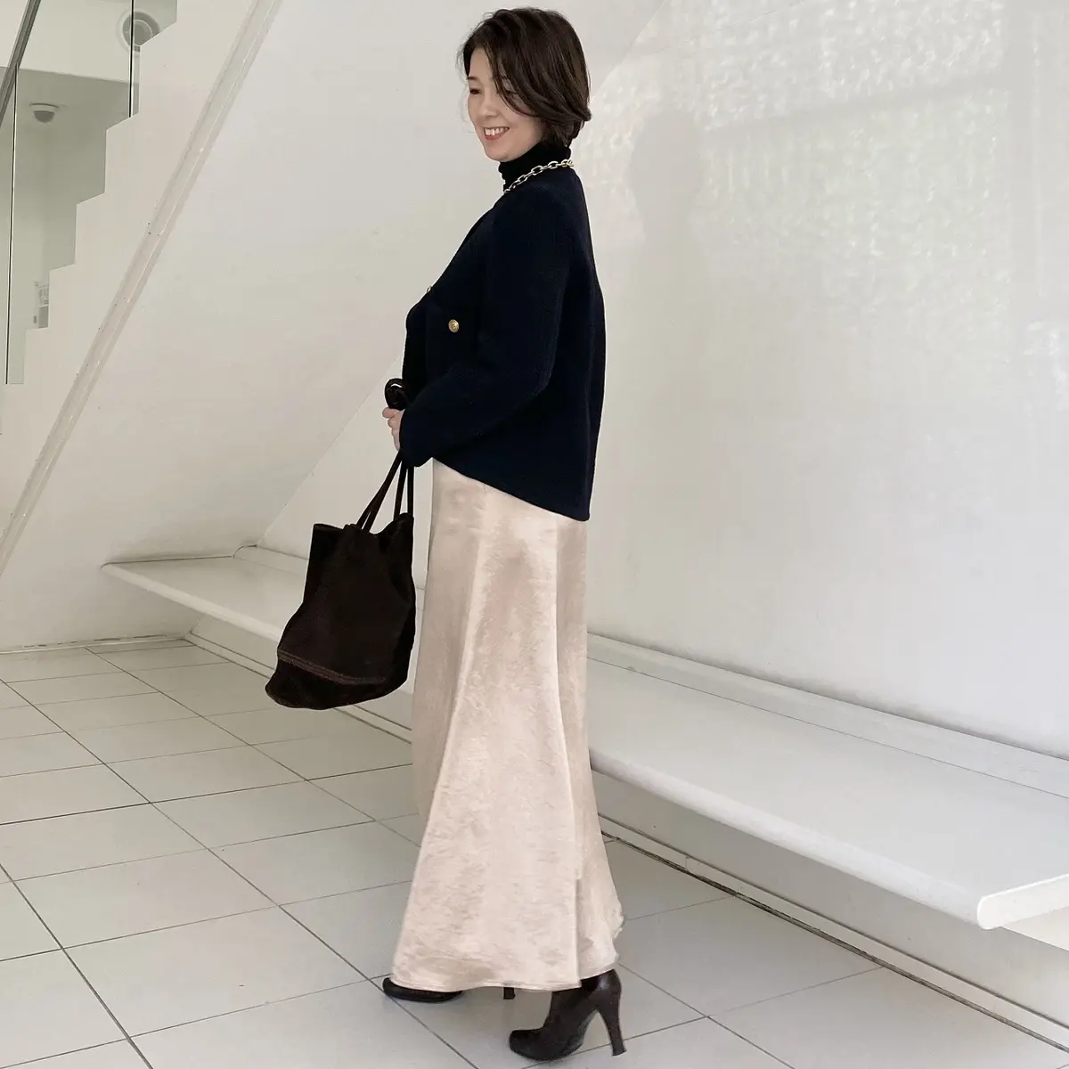 ZARAツイードジャケット✖️薄ツヤスカの画像_4