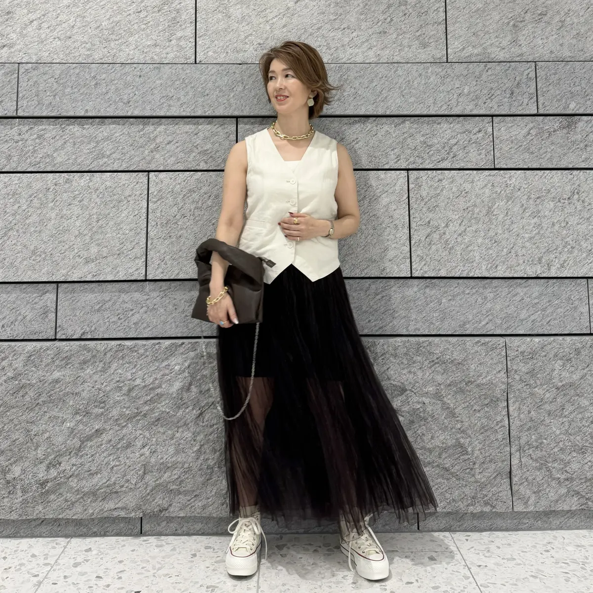 GUショートジレ着回しコーデの画像_3