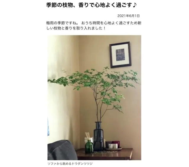 「季節の枝物、香りで心地よく過ごす」（chokoさん）