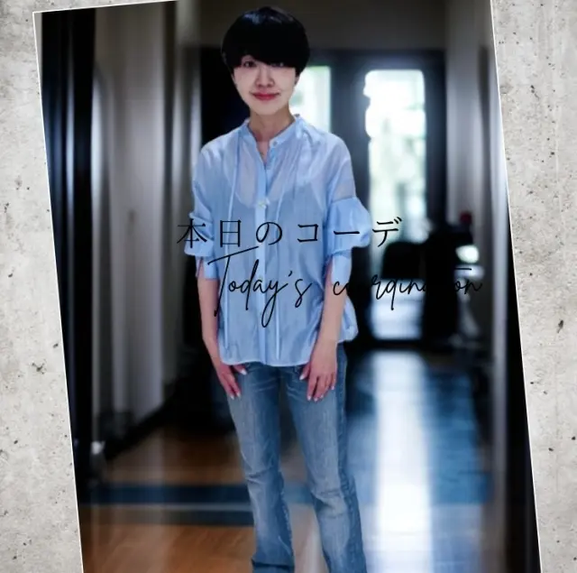 大人ブルー、ブラウス×デニム 春コーデ✨の画像_1