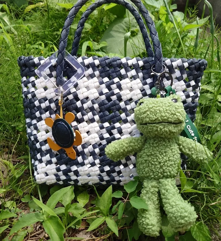 カゴバッグ×ラ・クオイエリア＆カエルさんぬいチャーム