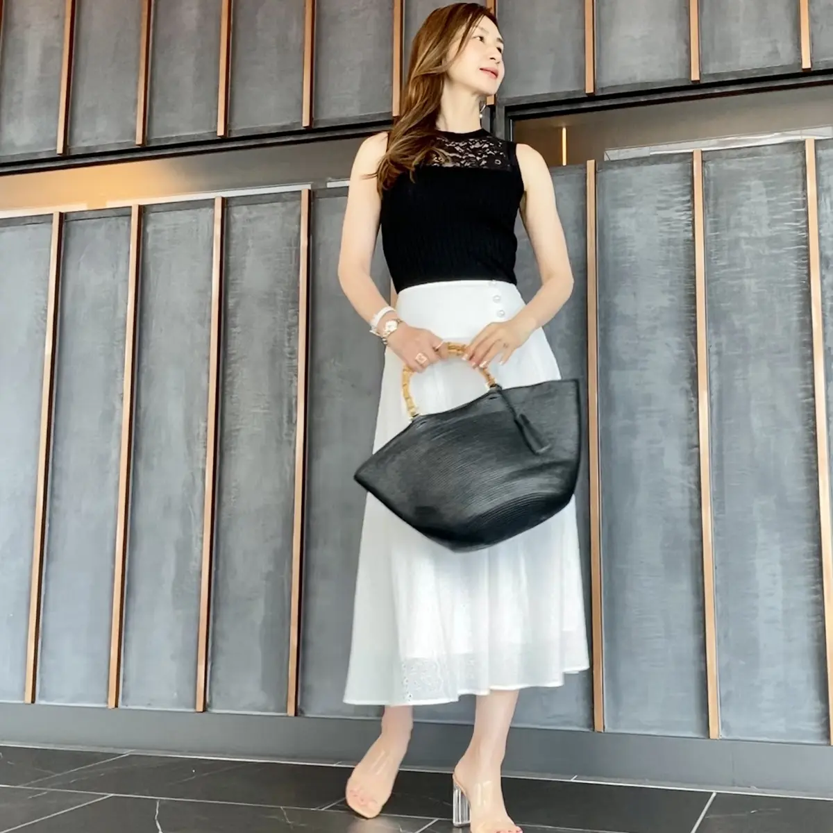 165cmで足首が出るちょうどいい丈感