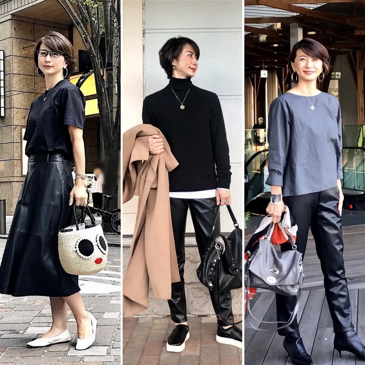 秋の、白シャツ✖️革パン コーデ3つの画像_5