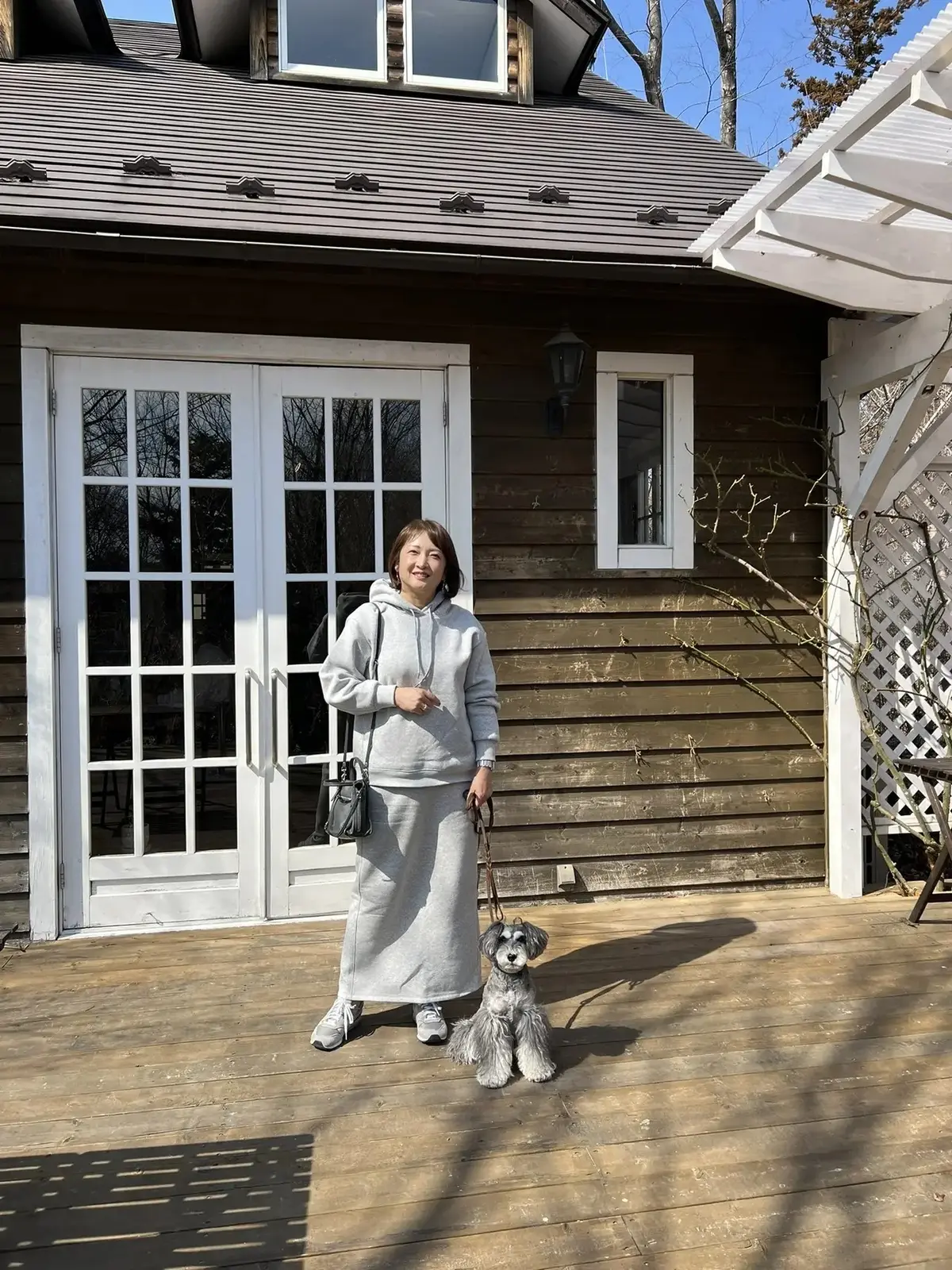 GUセットアップのカジュアルコーデで那須高原へ