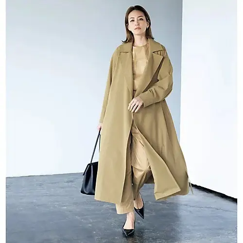 E by eclat 【斉藤くみさんコラボ】ベルトつきロングガウンコート ￥35,200