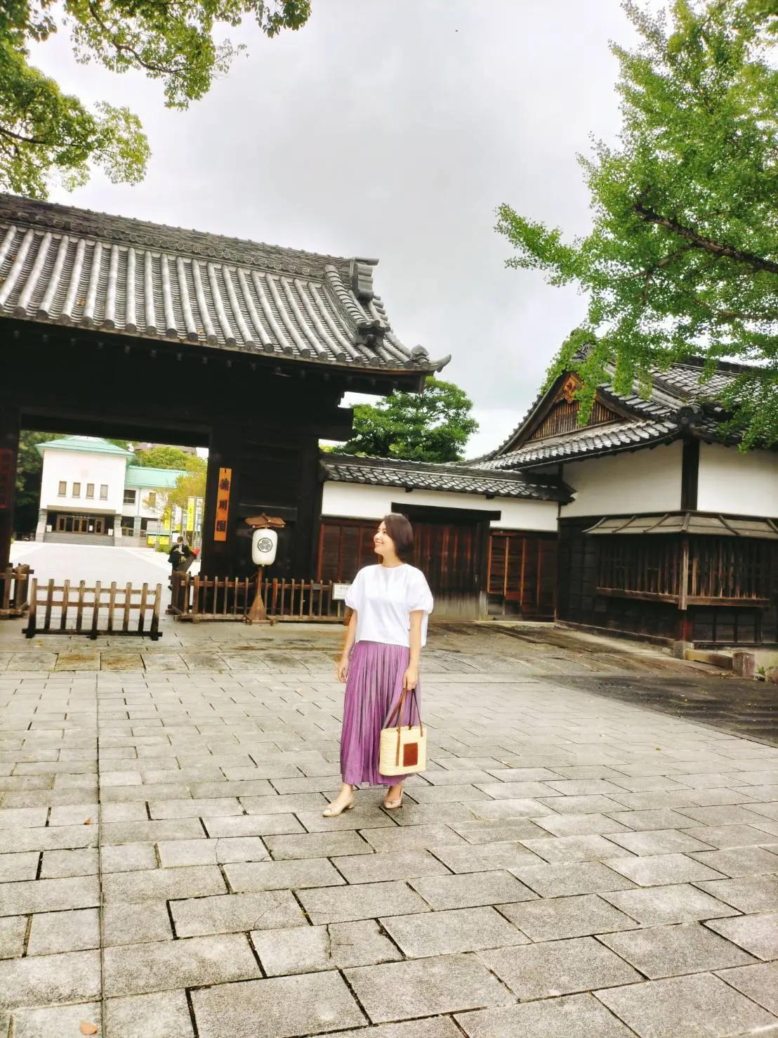 名古屋「徳川園」黒門、40代ファッション、スタイルデリ、帰省コーデ