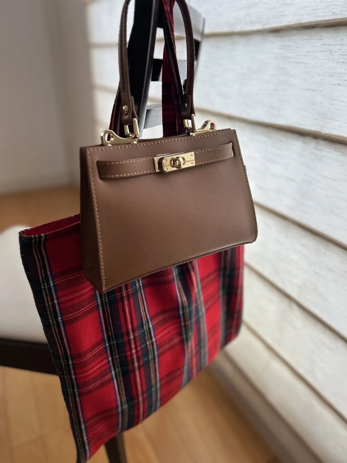 タータンチェックトートバッグ　リエミラーのバック