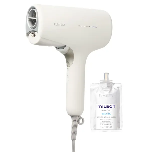 エルミスタ ヘアードライヤー￥5 5,000・同 エアコンク e SLEEK 9㎖ ￥3,300／ミルボン