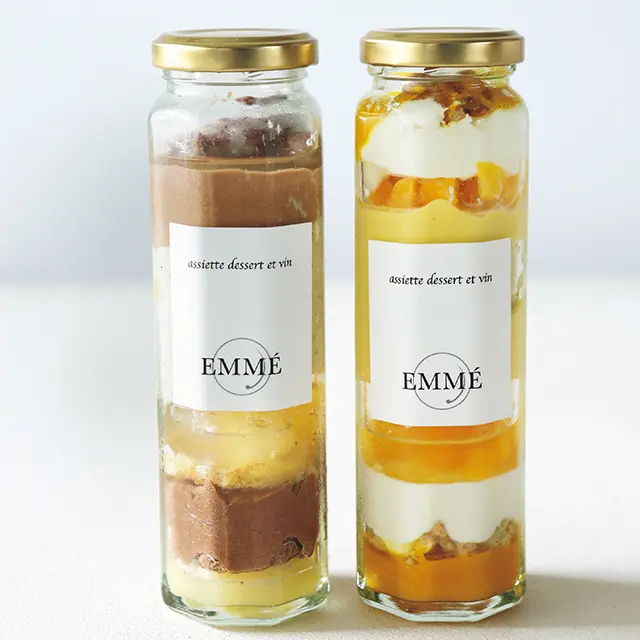 EMMÉ 「オペラな瓶パフェ」 「トロピカルなサヴァラン瓶パフェ」