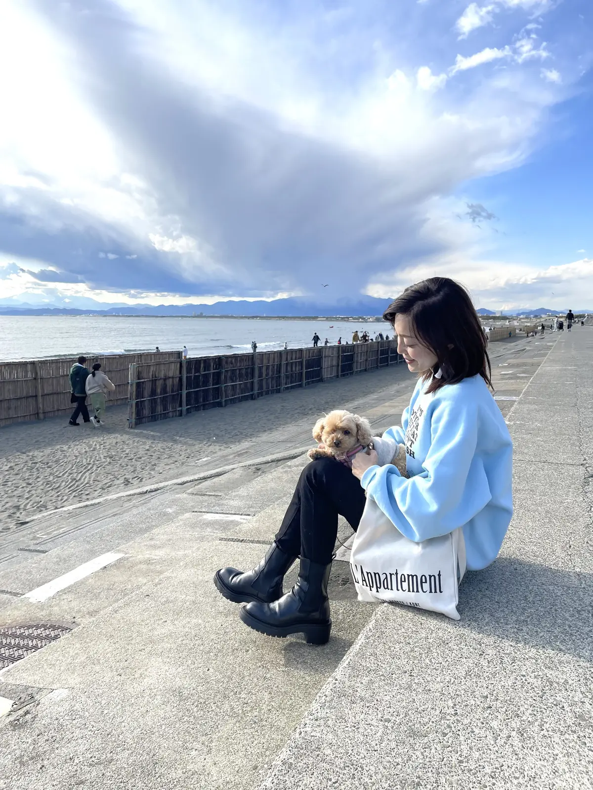 GUメンズの春色スウェットでご近所ランチの画像_6