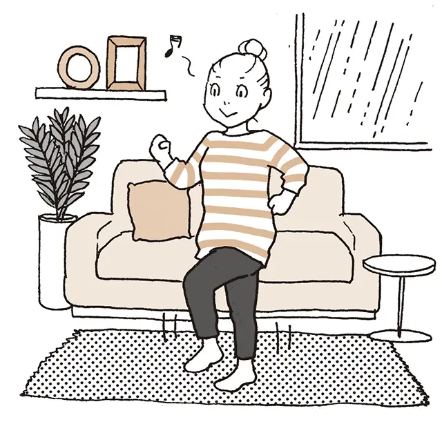 インターバル速歩　テレビを見ながら足踏みでもOK