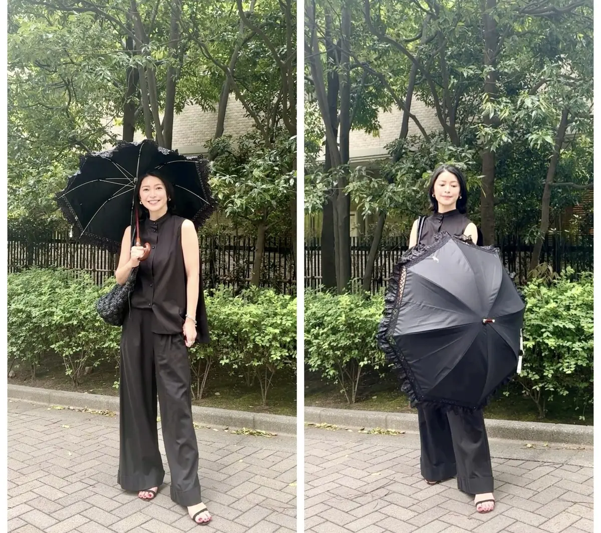 エクラ 華組 根村麻里さんの日傘コーデ