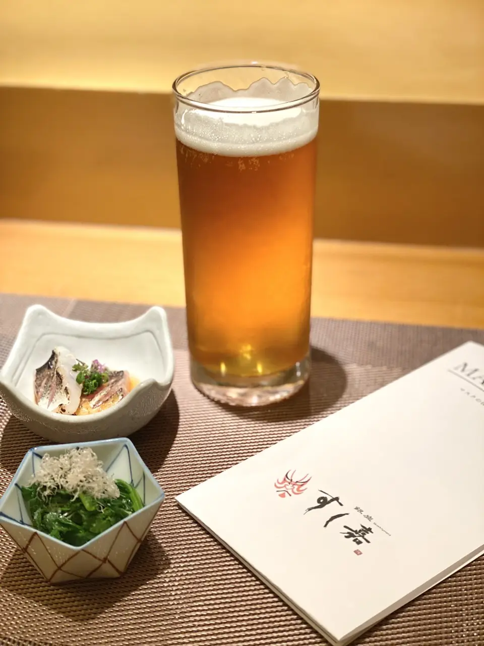 すし嘉 ビールとお通し
