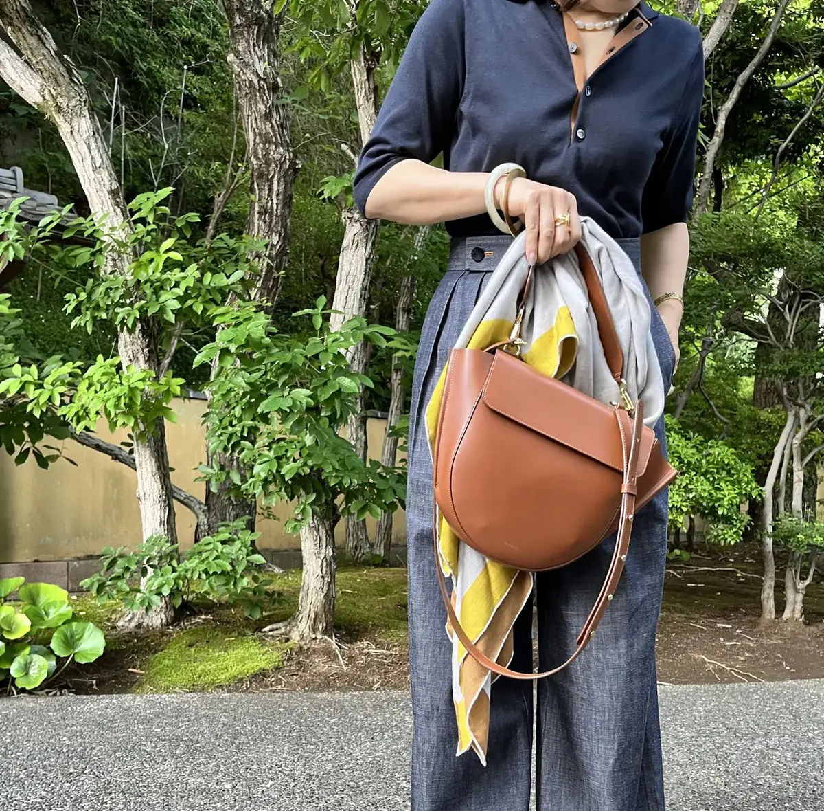 ワンドラーのキャメルのバッグ