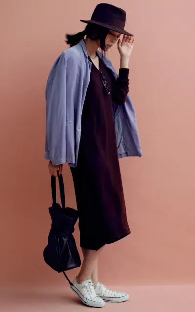 暖ブラウン×ラベンダーコーデ