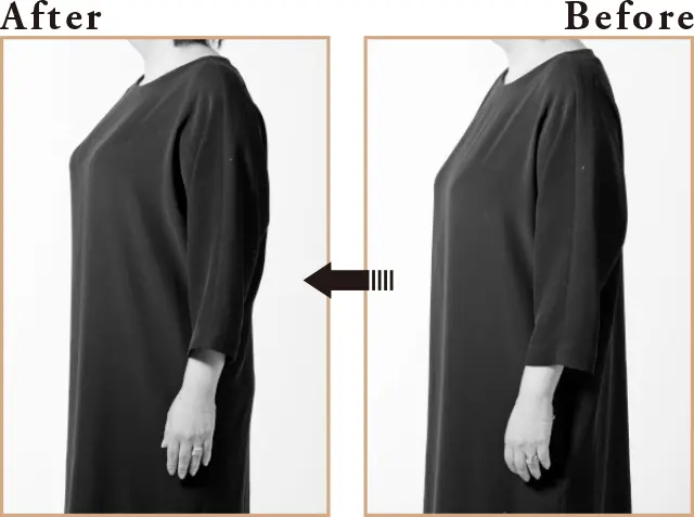 ワイヤーブラジャーを着用したBeforeとAfter