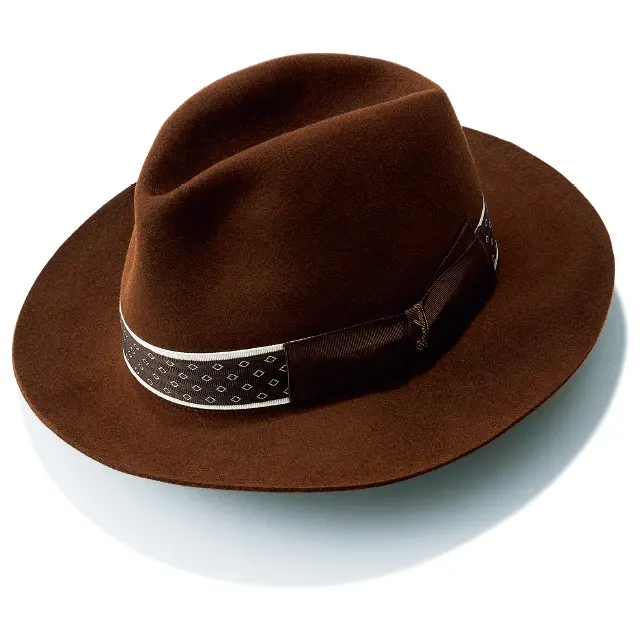 ブラウン　帽子　ボルサリーノ