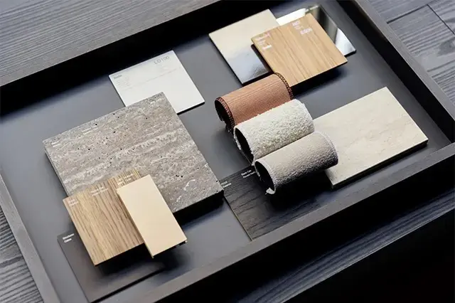 ラッツィオの展示に使用されている素材を集めたムードボード。