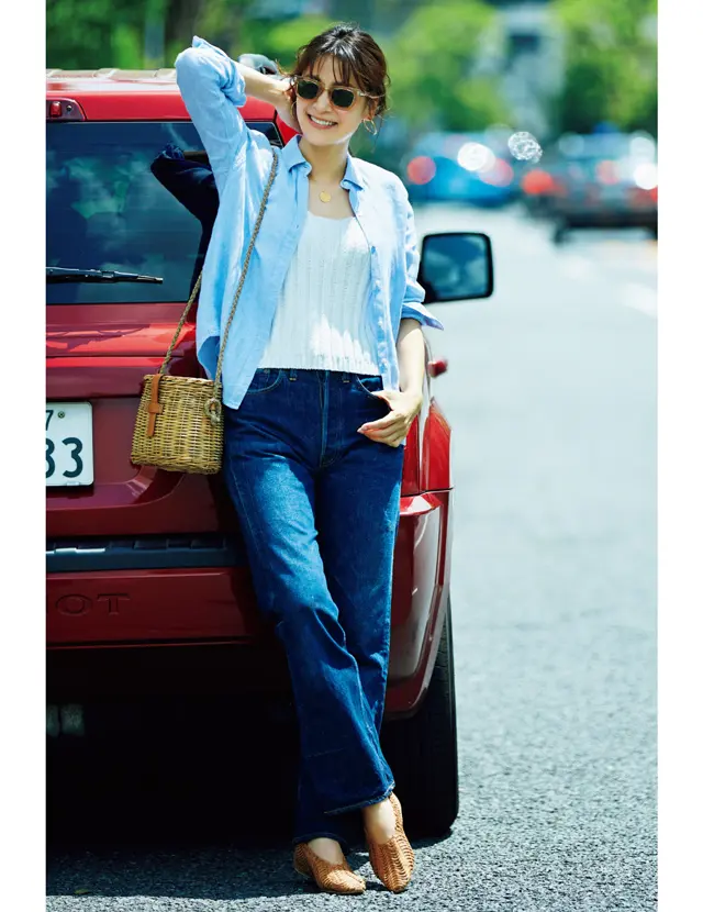 Levi’sのデニムコーデの田波涼子さん