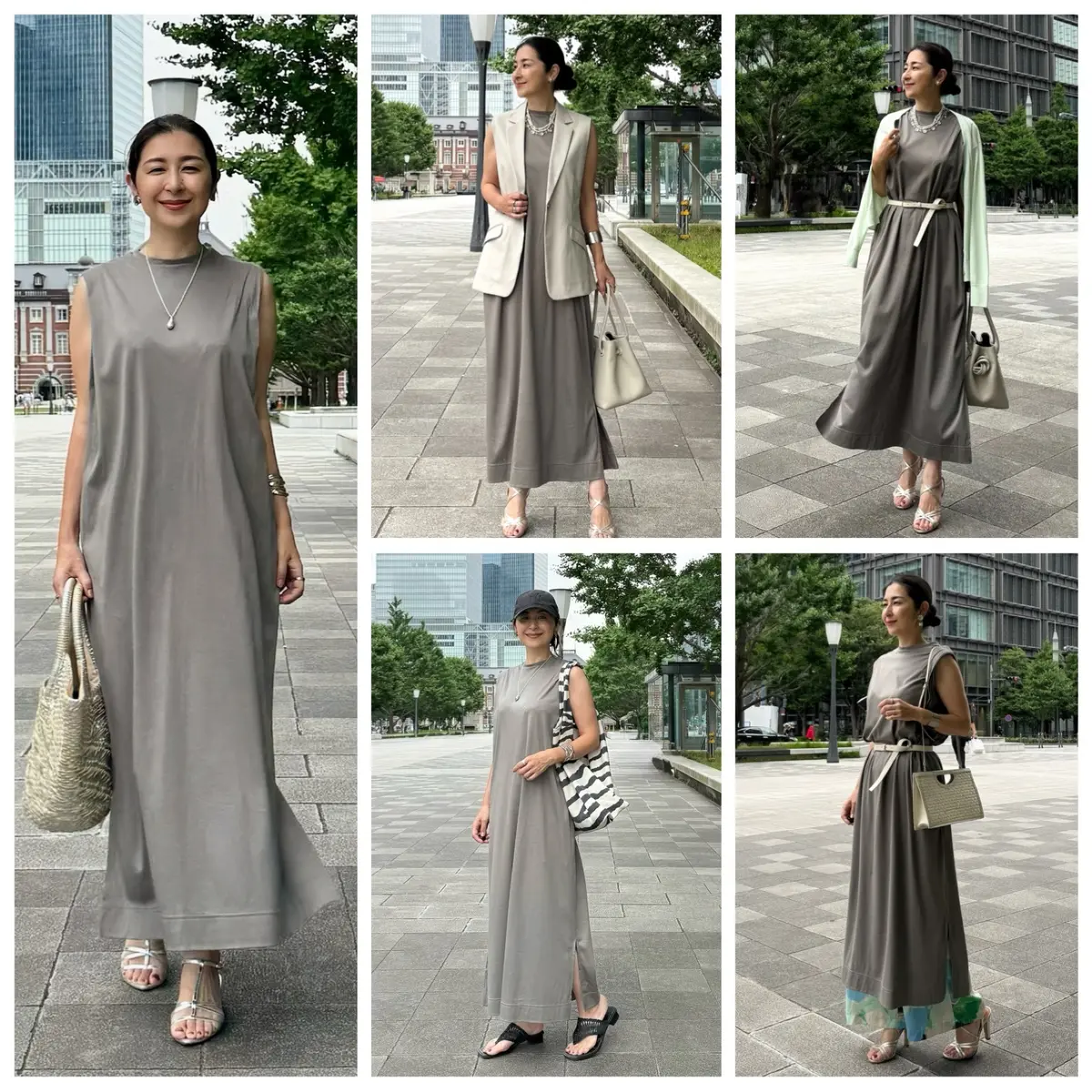 SLONEワンピース　５コーディネート　着回し　アラフィフコーデ　50代