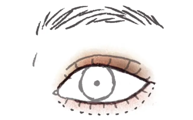 ブラウンのワントーンで立体的な目もと《3》下まぶたライン＆シャドウで頰もきゅっと締まり小顔に