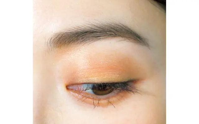 ソフトなラインとマスカラでオレンジを生かす