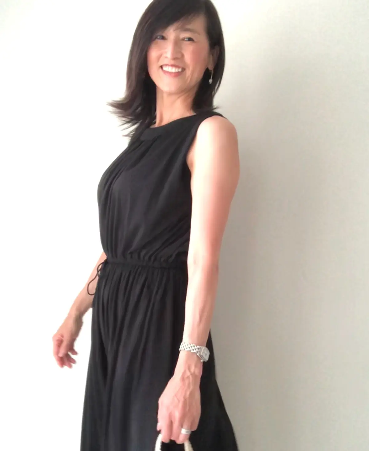 ジャージ素材のドレープワンピ