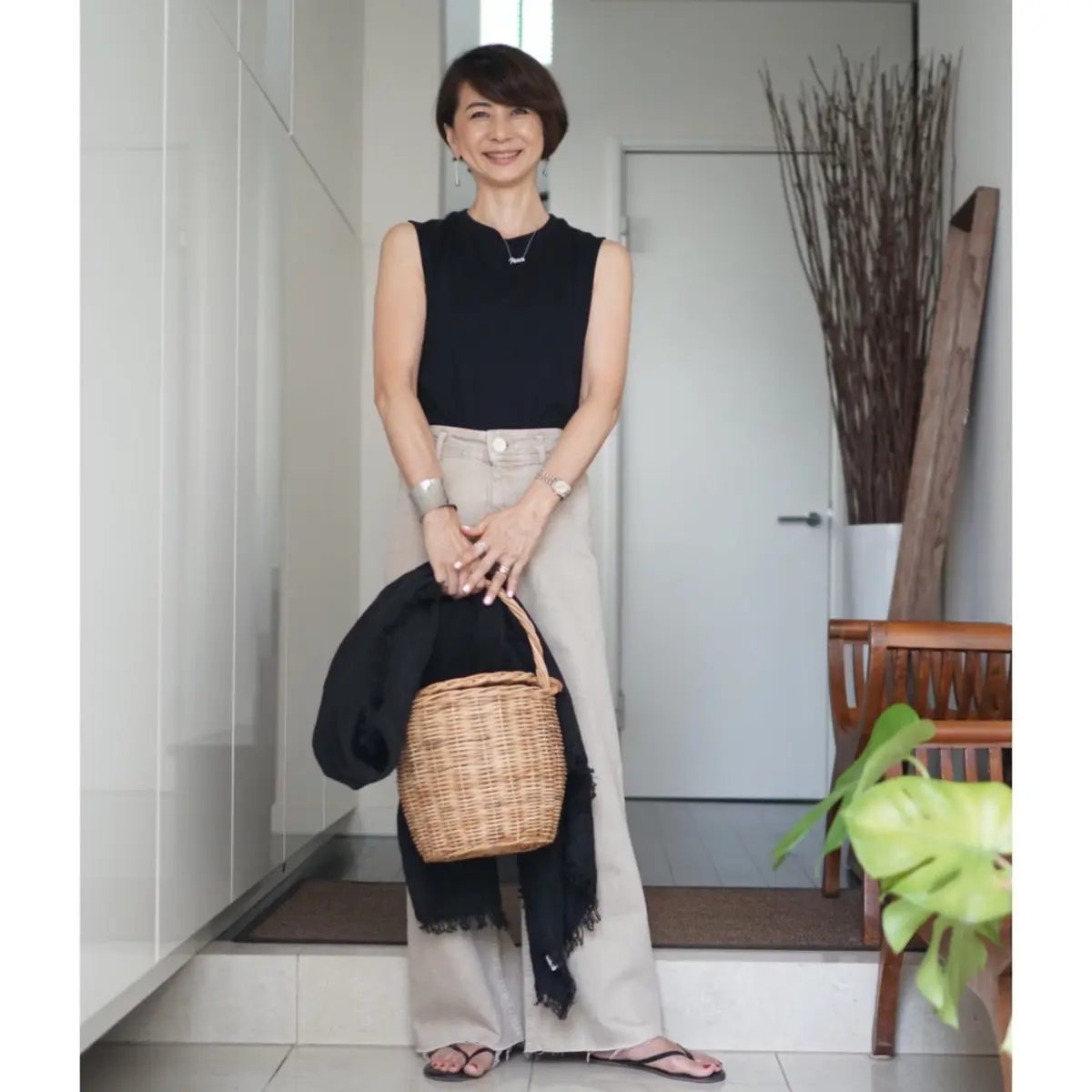 ラベンダーカラーのリネンマキシスカートの画像_3